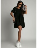 Oversize dress with short sleeves, black FK530 - Online store - Boutique